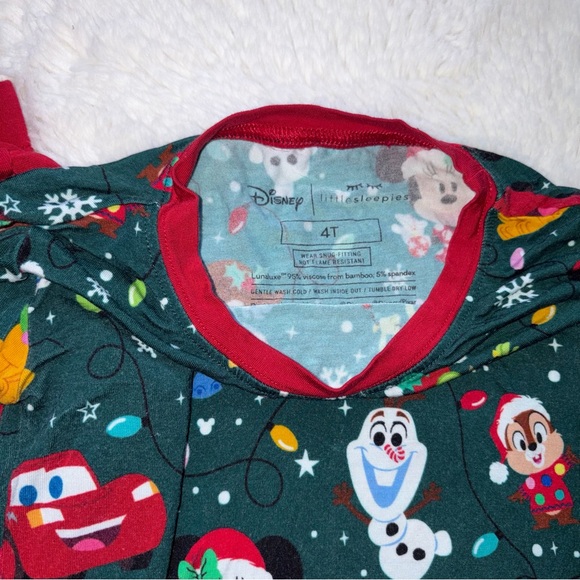 Three Disney Little Sleepies 4T Long Pajama Sets Glow Halloween Christmas Red - Picture 7 of 15